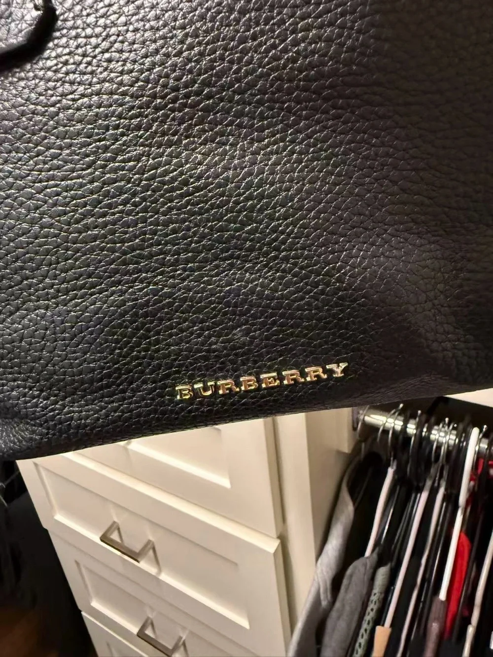 Burberry Black Leather Satchel Handbag -